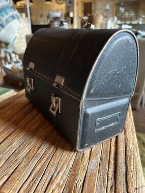 Vintage black old metal lunchbox